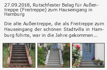 Rutschfester Belag für Außentreppe (Freitreppe) zum Hauseingang in Hamburg